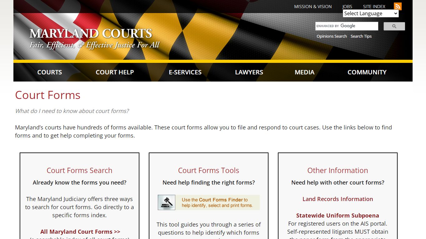 Court Forms | Maryland Courts